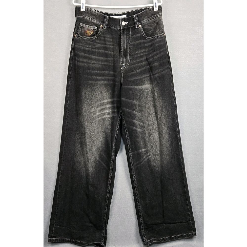 Bershka Black Jeans Baggy Men’s Size 31x30.5 Black Distressed